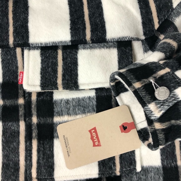 Levi’s Wool Blend Plaid Quilted Lining Womens Shorty Full Zip Jacket NWT - Picture 2 of 7